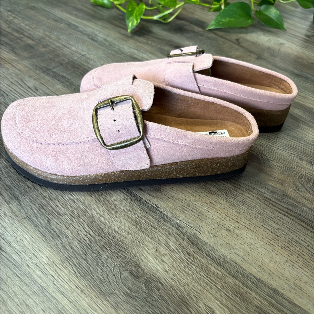 White Mountain Pink Suede Mules with Buckle - Picture 3 of 5